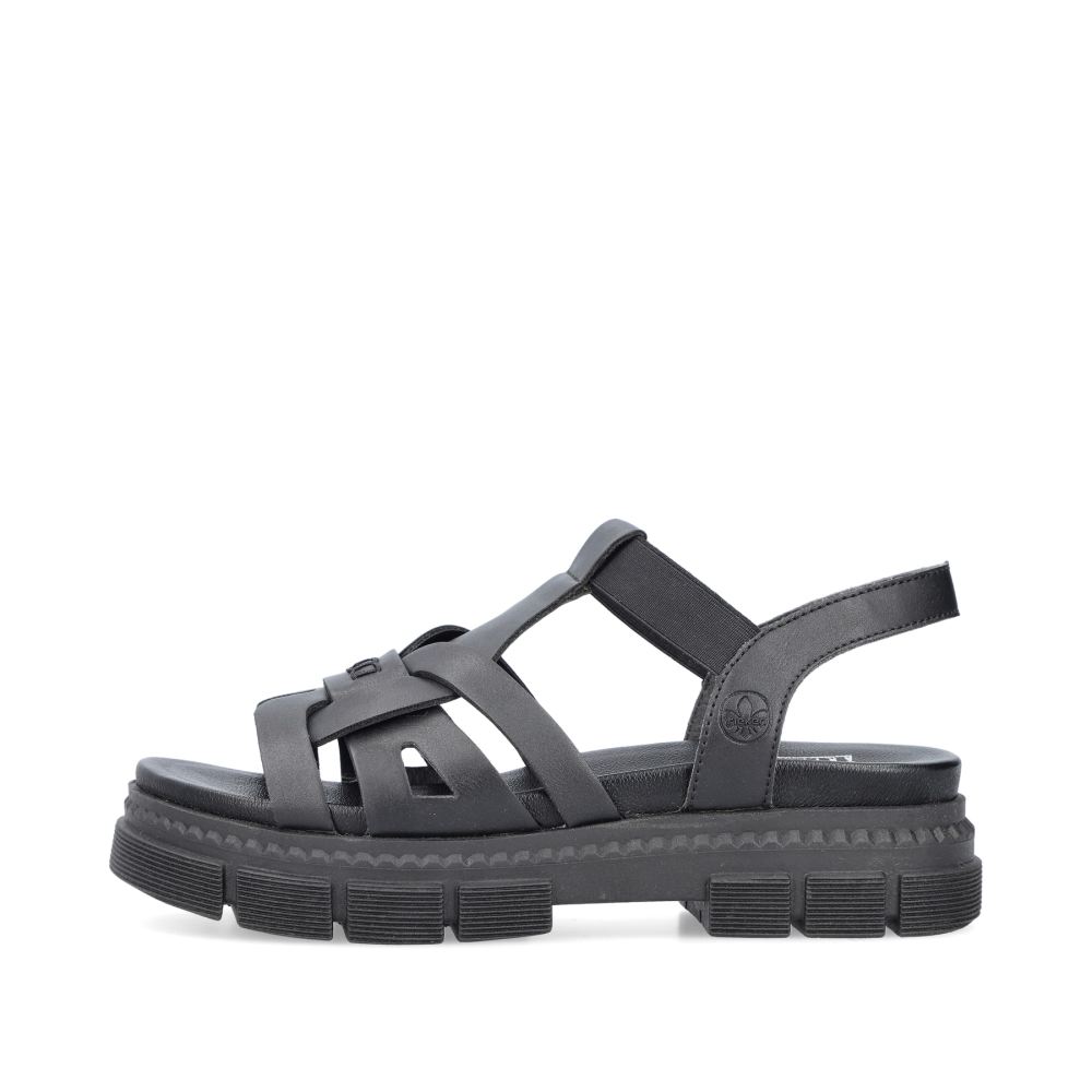 Rieker Schuhe | Damen Riemchensandalen asphaltschwarz