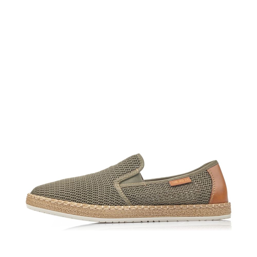 Rieker Schuhe | Herren Slipper olivgrun