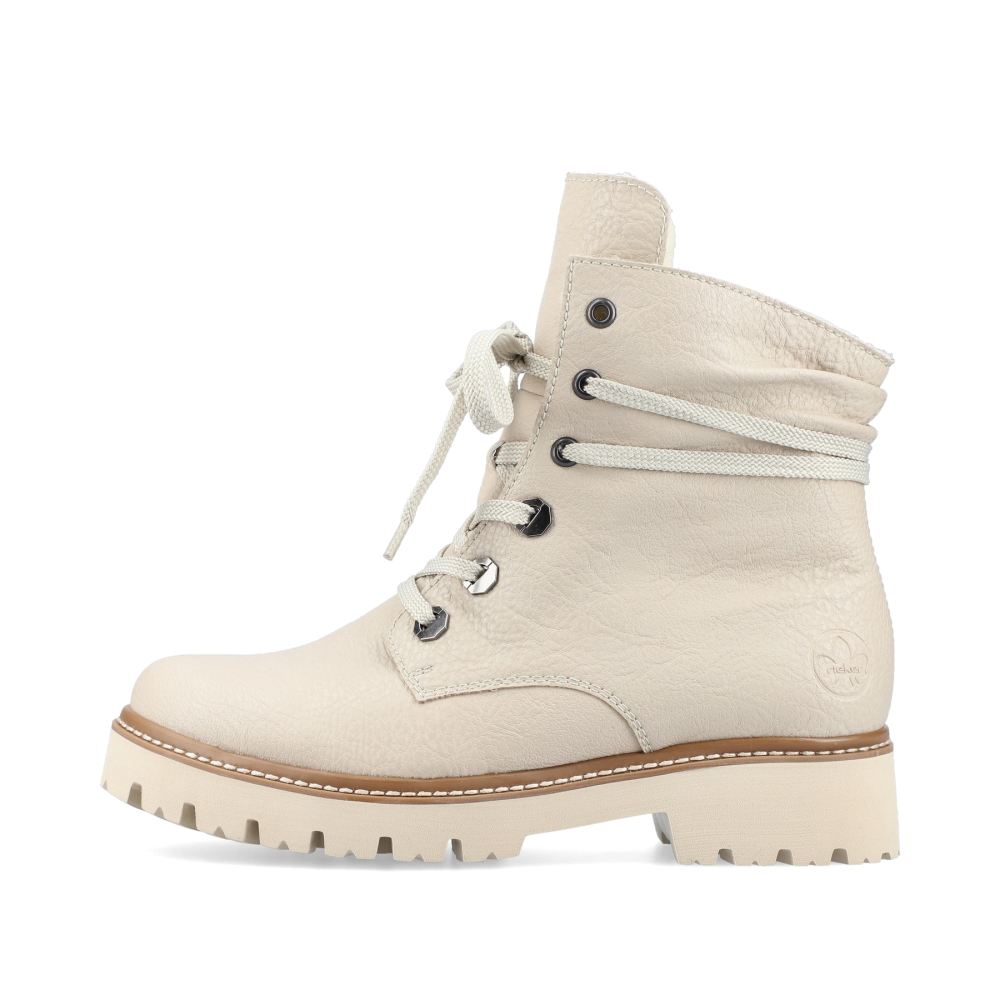 Rieker Schuhe | Damen Schnurstiefel cremebeige