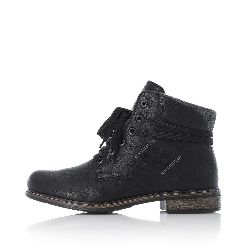 Rieker Schuhe | Damen Schnurstiefel asphaltschwarz