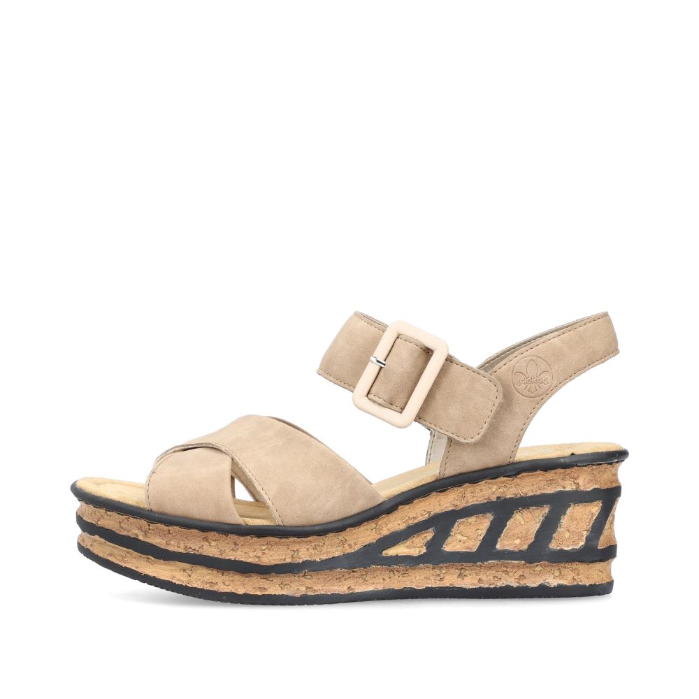 Rieker Schuhe | Damen Keilsandaletten sandbeige