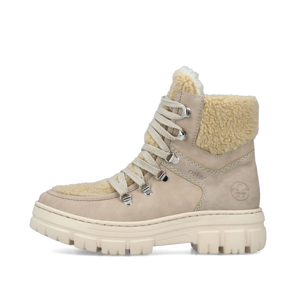 Rieker Schuhe | Damen Schnurstiefel sandbeige