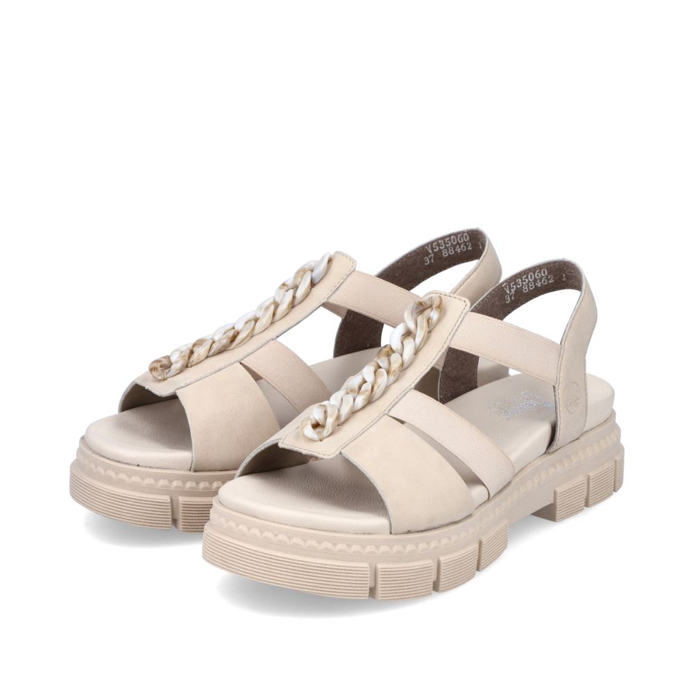 Rieker Schuhe | Damen Riemchensandalen hellbeige