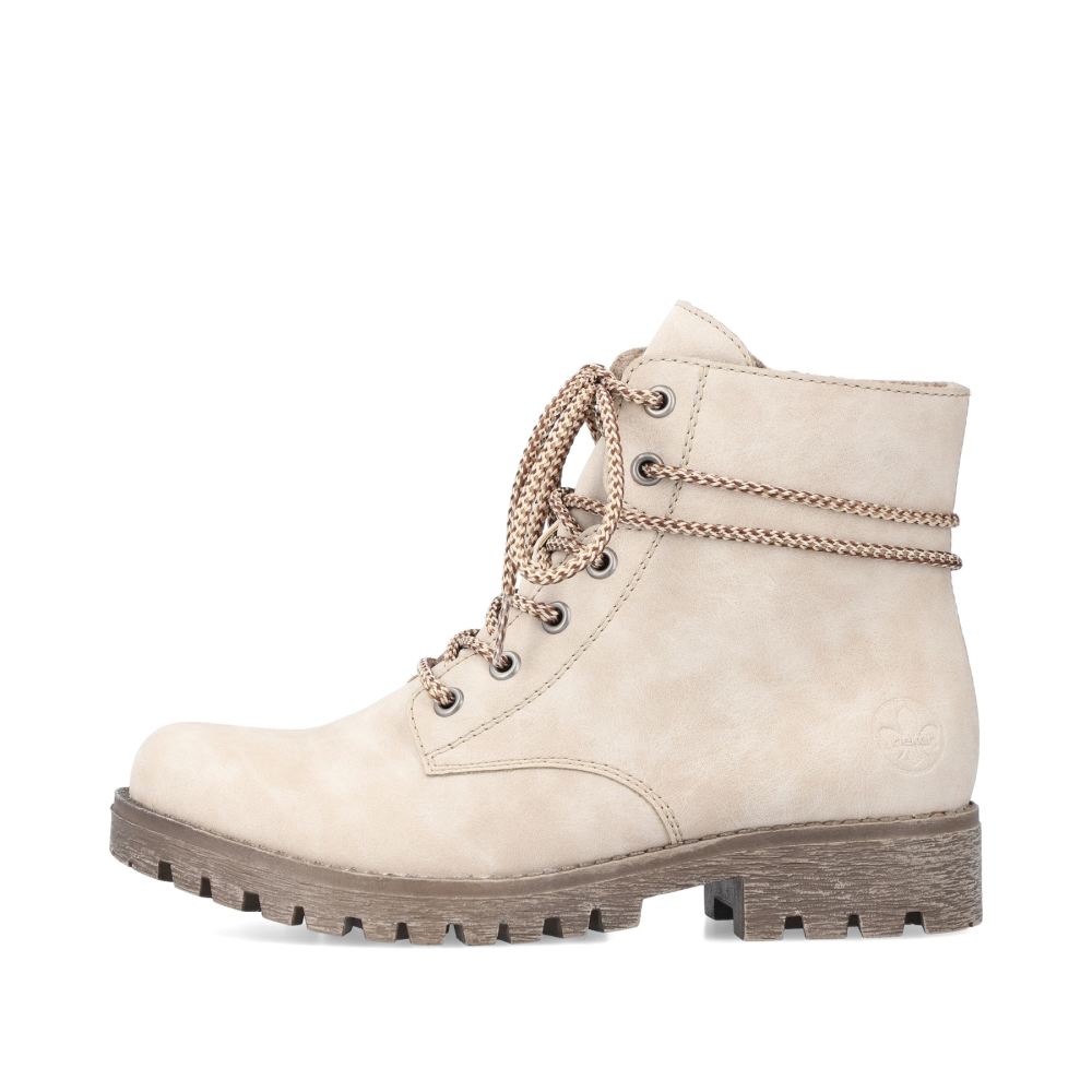 Rieker Schuhe | Damen Schnurstiefel hellbeige