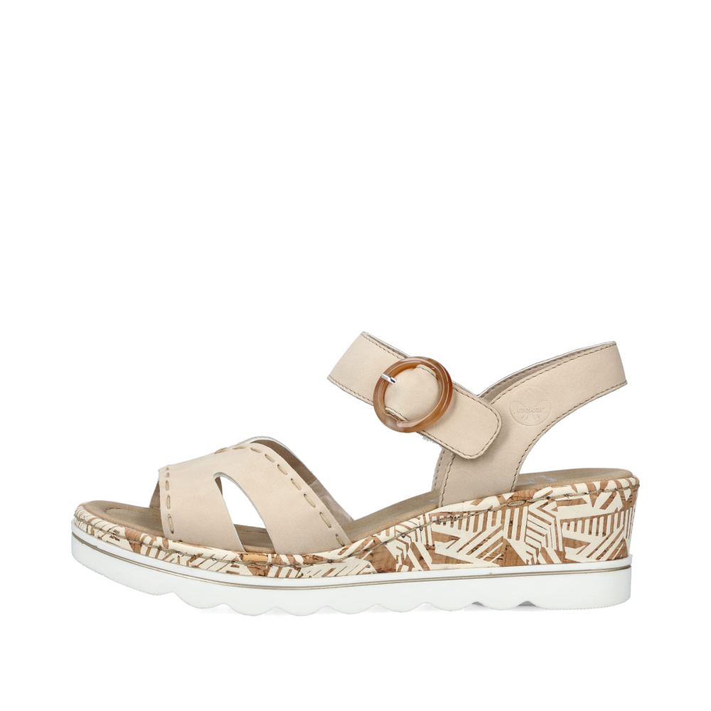 Rieker Schuhe | Damen Keilsandaletten champagner