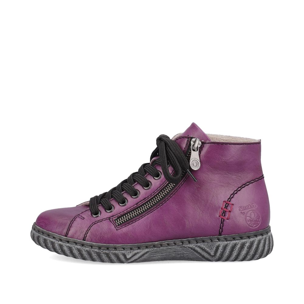 Rieker Schuhe | Damen Schnurstiefel aubergine-schwarz