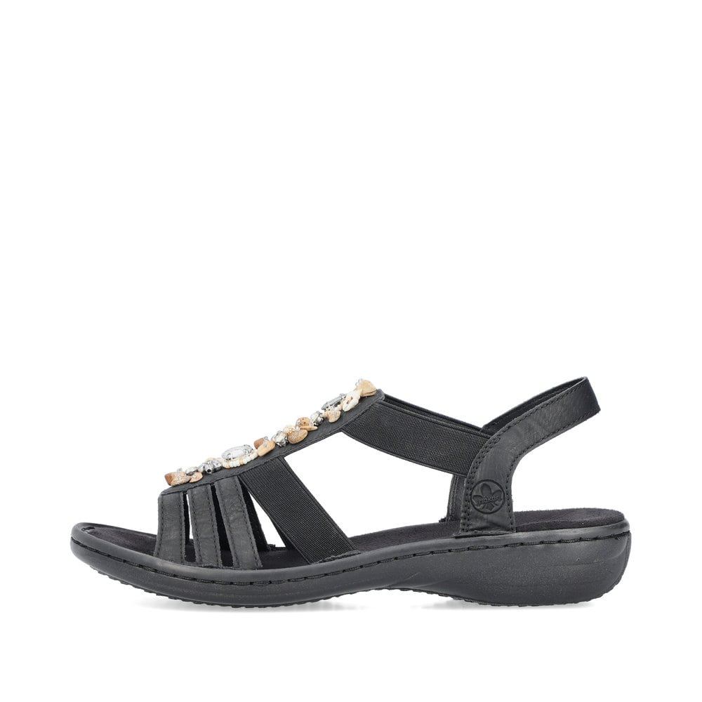 Rieker Schuhe | Damen Riemchensandalen asphaltschwarz