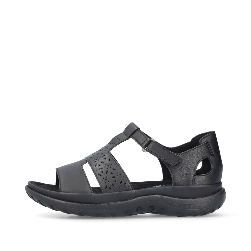 Rieker Schuhe | Damen Riemchensandalen glanzschwarz