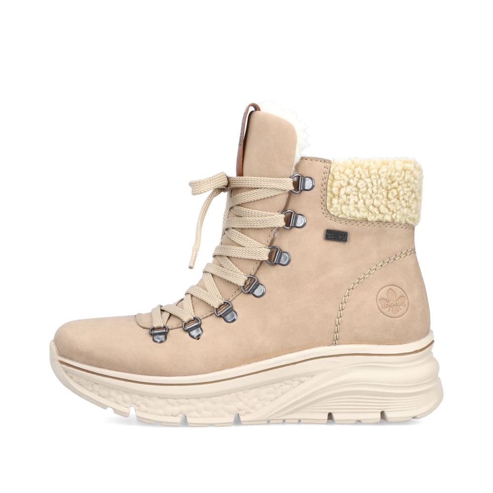 Rieker Schuhe | Damen Schnurstiefel sandbeige