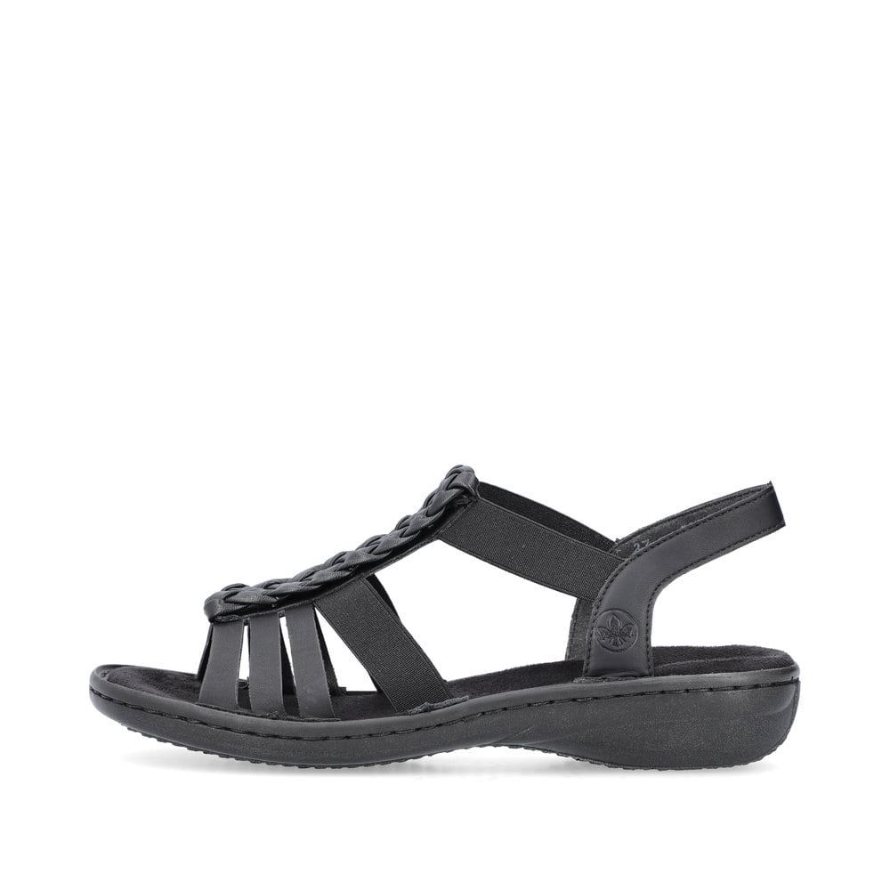 Rieker Schuhe | Damen Riemchensandalen asphaltschwarz