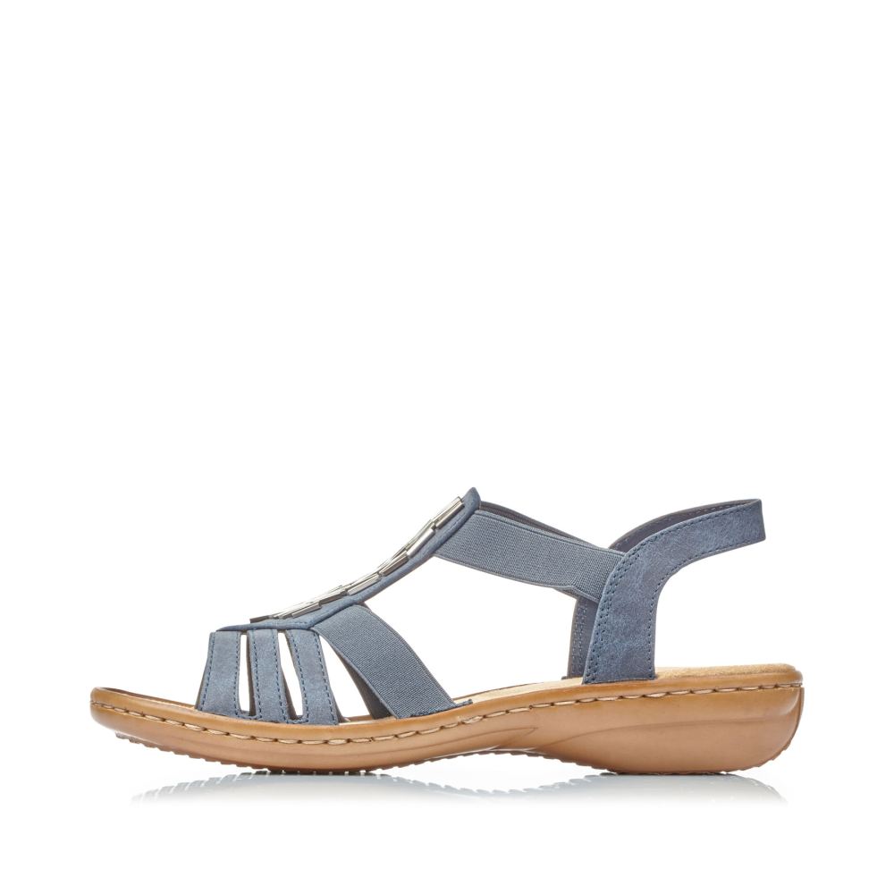 Rieker Schuhe | Damen Riemchensandalen schieferblau