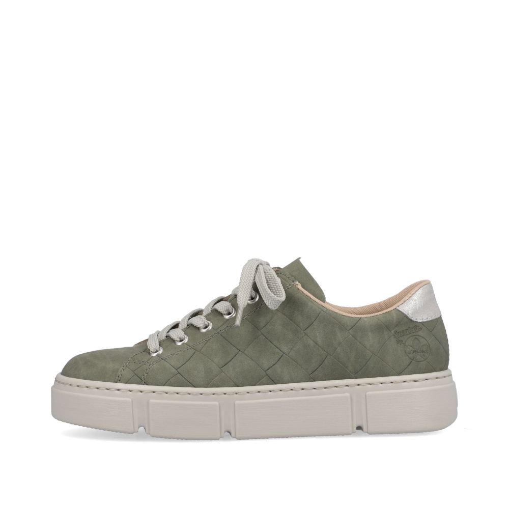 Rieker Schuhe | Damen Sneaker Low olivgrun-sandbeige