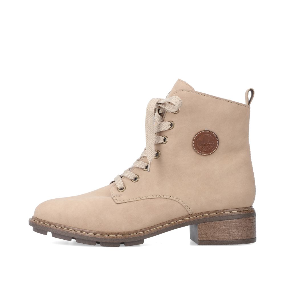 Rieker Schuhe | Damen Schnurstiefel sandbeige